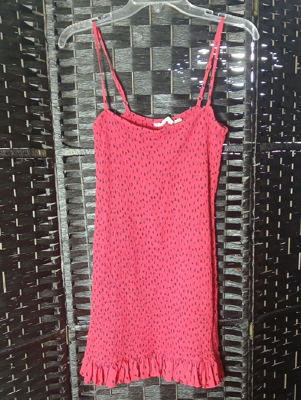 Billabong Sincerely Jules Playing for Keeps smocked mini dress red/black  SZ M